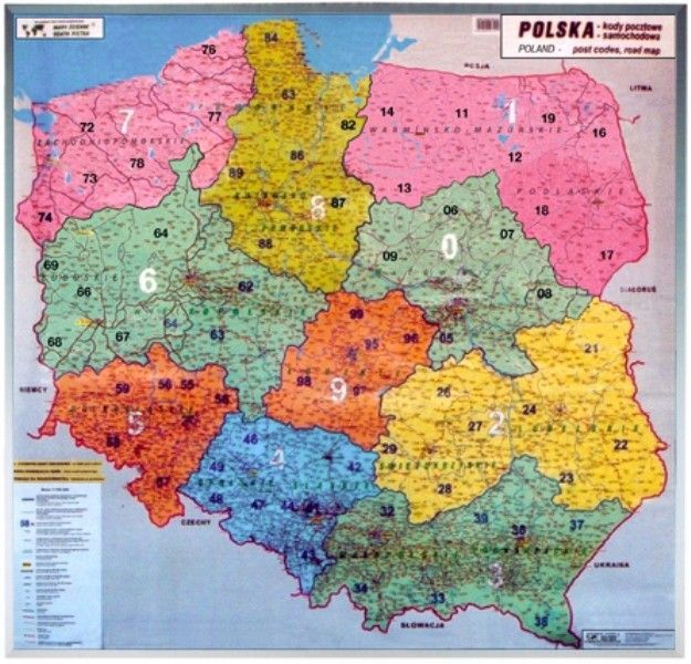 Postleitzahlenkarte Polen 1:750.000