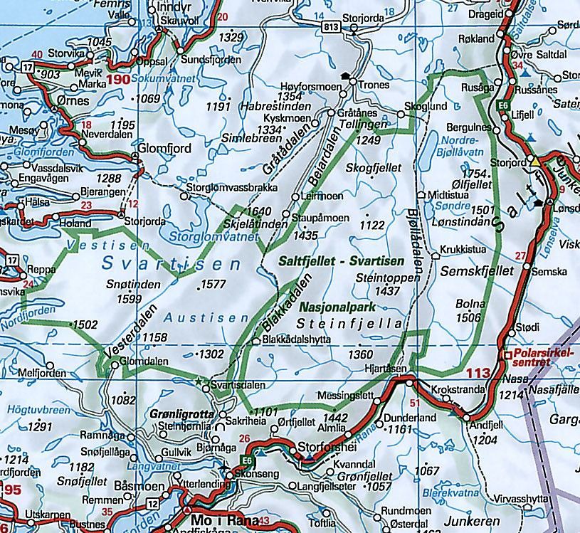Landkaart Noorwegen