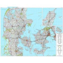 Landkarte Dänemark 1:300.000 mit platz namen index