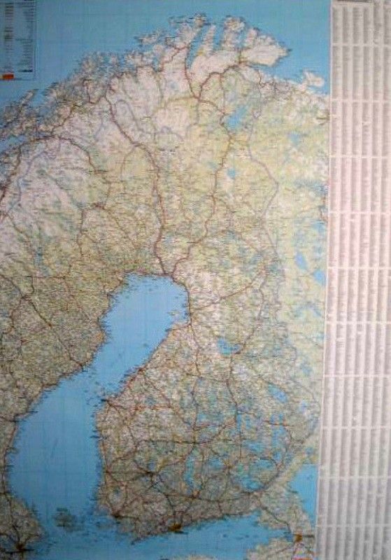 Landkarte Finlland 1:1.000.000 mit platz namen index