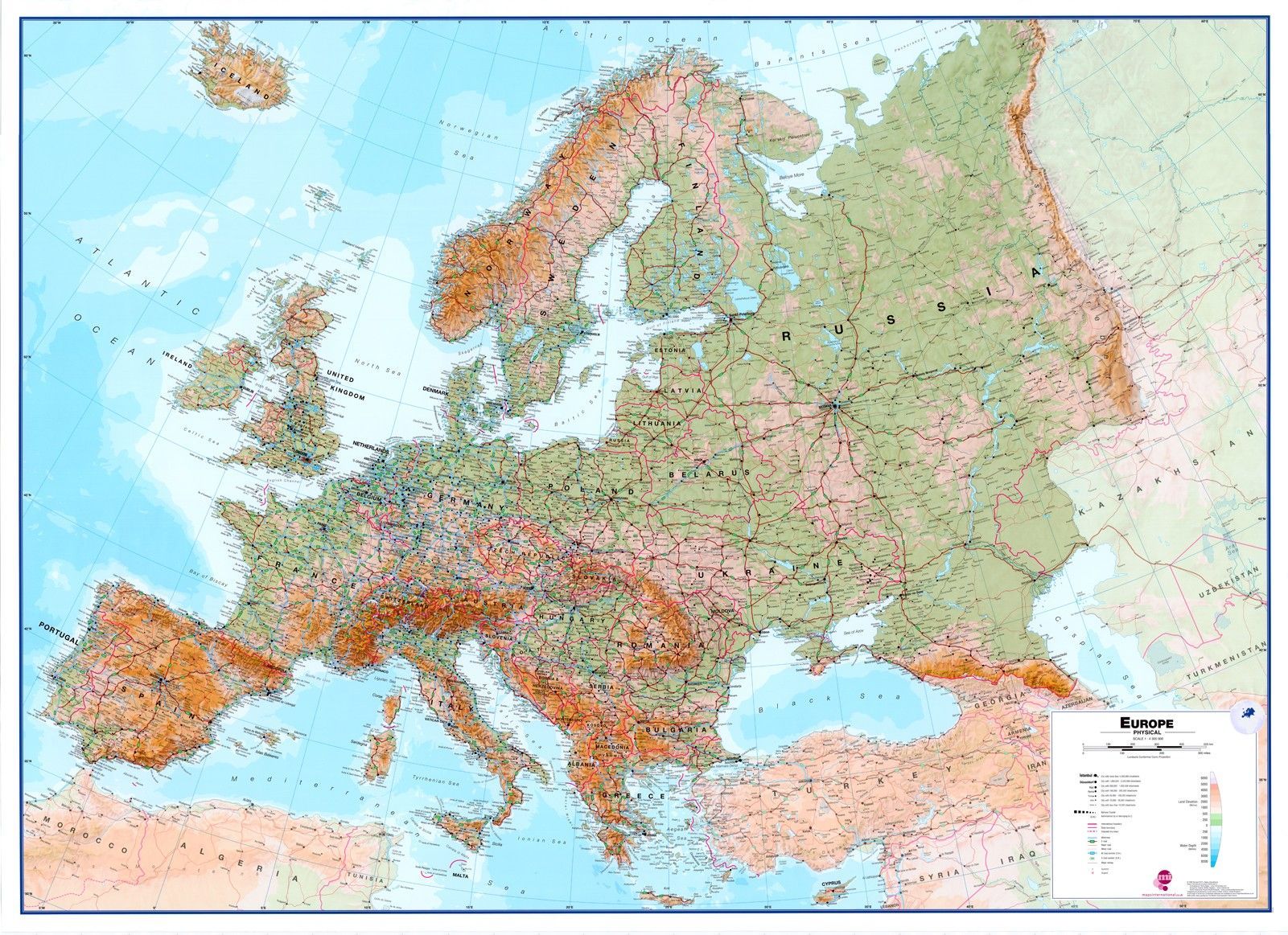 Europakaart A Natuurkundig