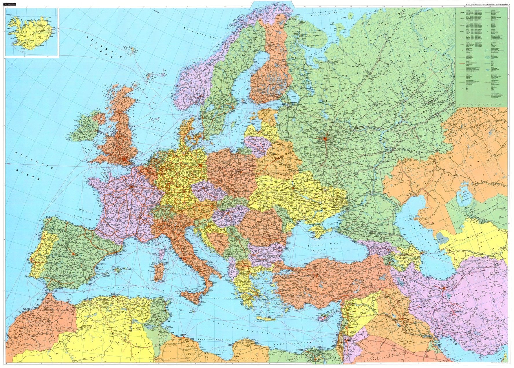 Europakaart met lucht en zeehavens