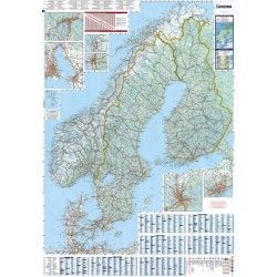 Landkarte Skandinavien 1:1.500.000 mit platz namen index