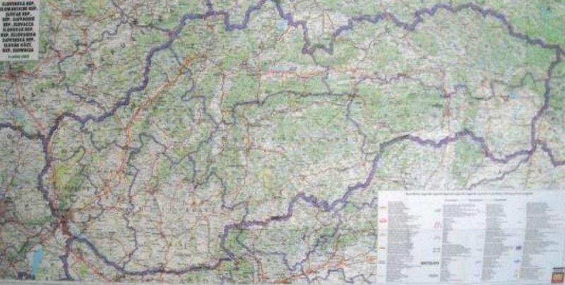 Landkarte Slowakei 1:400.000 mit platz namen index