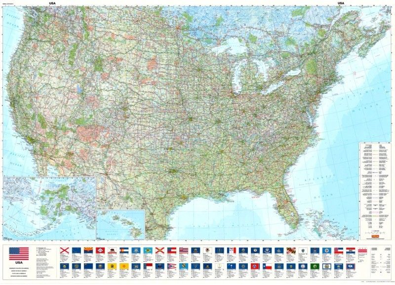 Landkarte Vereinigte Staaten (Hallwag) 1:3.800.000